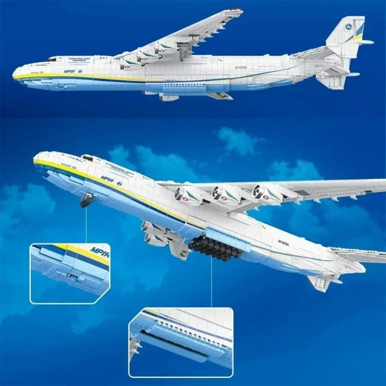 Klocki samolot transportowy Antonow An-225 Mrija wielokołowe podwozie i ładownia