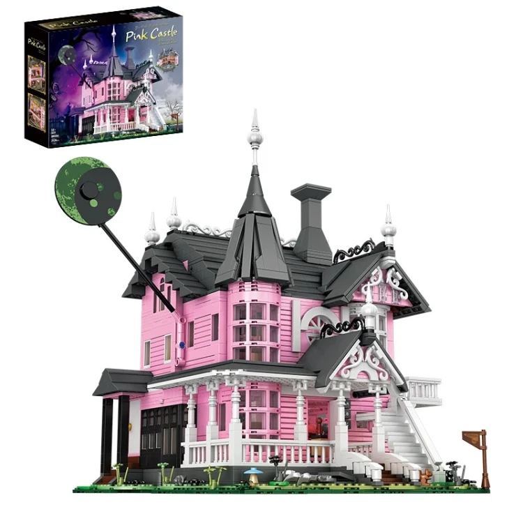 Klocki gotycki różowy pałac Pink Castle 2826 elementów z pudełkiem