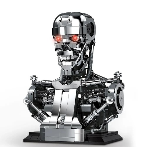 Klocki popiersie Terminator T-800 Endoskeleton ze świecącymi czerwonymi oczami LED